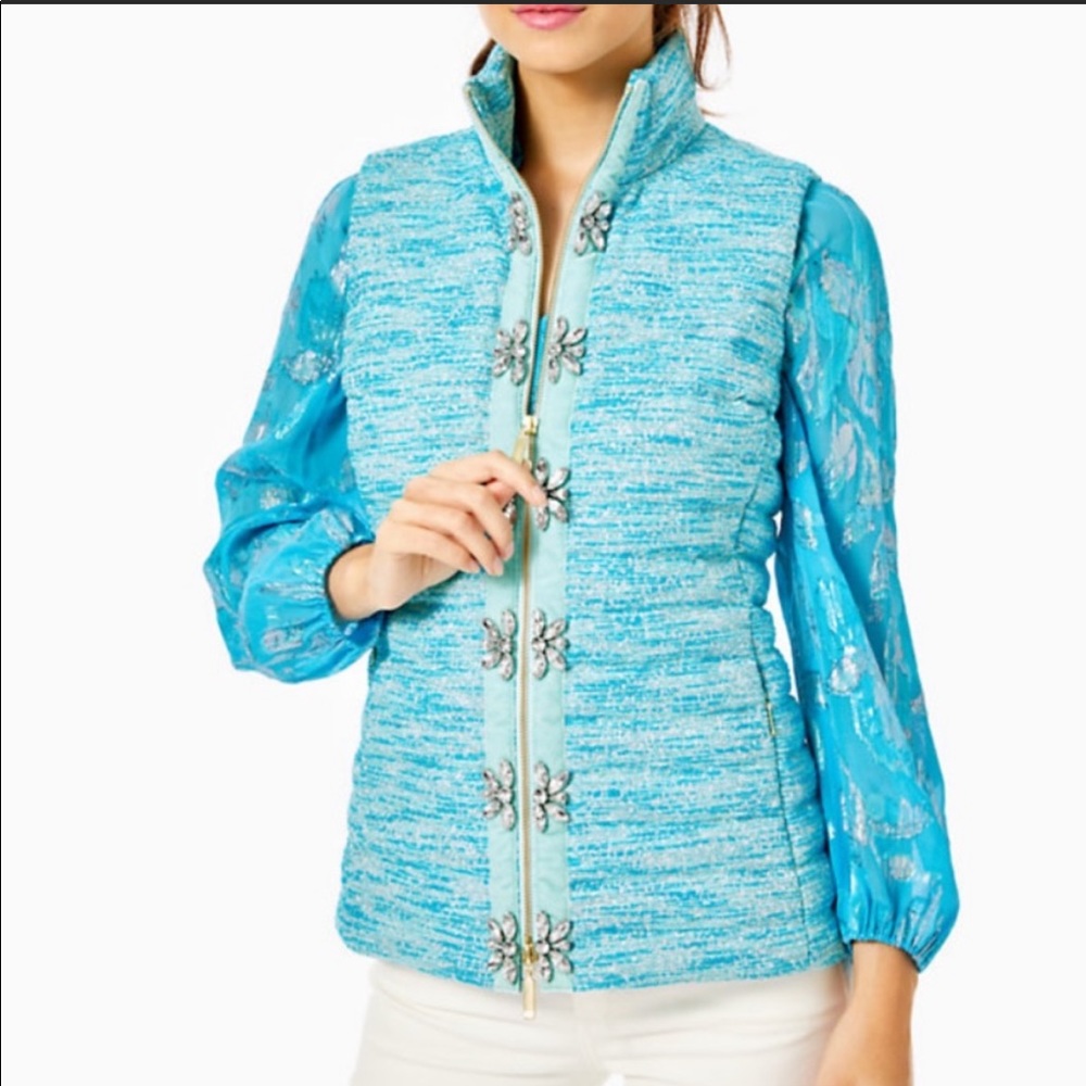 NWT Lilly Pulitzer Blue Noella Puffer Vest